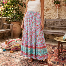 Load image into Gallery viewer, Wild Floral Print ,Bohemian Skirt with Pockets,Ruffles Boho Skirt
