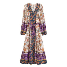 Load image into Gallery viewer, Elegant Floral Print ,Bohemian Maxi Dress ,Holiday Boho Dress
