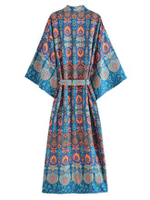 Load image into Gallery viewer, Multi Floral Print ,Bohemian Kimono Robe,Boho Bikini Cover-ups
