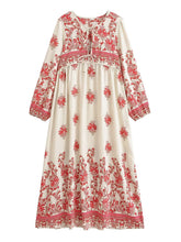 Load image into Gallery viewer, Floral Printed  Lantern Sleeve Loose  Beach Holiday Maxi Dress
