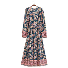 Load image into Gallery viewer, Floral Print ,Breasted Bohemian Maxi Dress, Boho Dress Robe
