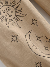 Load image into Gallery viewer, Sun Moon Embroidery ,Linen Cotton Baggy Pants ,Loose Yoga Trousers
