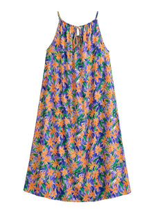 Floral Print, Backless Sexy Maxi Dress,Boho Dress with Pockets