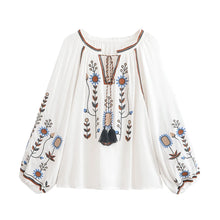 Load image into Gallery viewer, Floral Embroidery, Linen Cotton Shirts ,Boho Blusas
