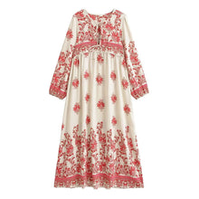 Load image into Gallery viewer, Floral Printed  Lantern Sleeve Loose  Beach Holiday Maxi Dress

