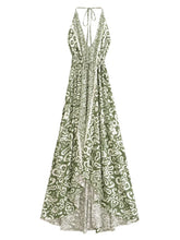 Load image into Gallery viewer, Geometric Print , Backless Sexy Maxi Dress ,Boho Dress
