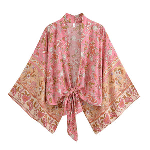 Vintage Floral Print ,Beach Summer Kimono , Boho Cover-ups