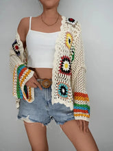 Load image into Gallery viewer, Retro Crochet Rainbow ,Long-sleeved Cardigan ,Handmade Crochet Knitted Cover-ups
