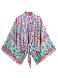 Vintage Floral Print ,Beach Summer Kimono , Boho Cover-ups