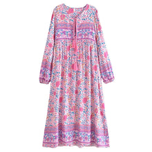 Load image into Gallery viewer, Pink Floral Print ,Beach Bohemian Maxi Dresses ,Boho Dress
