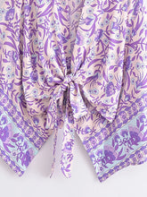 Load image into Gallery viewer, Bohemian Kimono, Boho Bikini Cover-ups,Purple Floral
