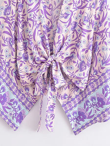 Bohemian Kimono, Boho Bikini Cover-ups,Purple Floral