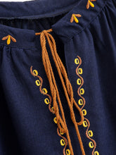 Load image into Gallery viewer, Lantern Sleeve , Floral Embroidered Linen Cotton Blouse,Loose Boho Shirt
