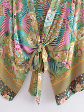 Load image into Gallery viewer, Bohemian Kimono, Boho Bikini Cover-ups,Peacock Floral Print
