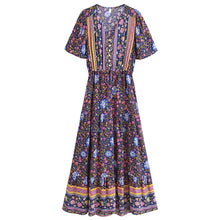 Load image into Gallery viewer, Green Floral Print ,Bohemian Maxi Dress,Boho Dress
