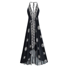 Load image into Gallery viewer, Wild Floral ,Backless Sexy Maxi Dress , High-Low Tassel Strapless Boho Dress
