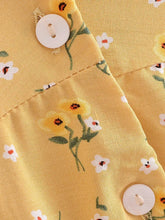 Load image into Gallery viewer, Yellow Floral Print ,Single Breasted,Boho Beach Dress
