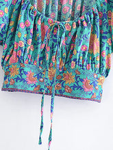 Load image into Gallery viewer, Floral Print ,Beach Sleeveless Crop Tops, Bohemian Ruffles Camis
