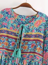 Load image into Gallery viewer, Green Floral Print ,Beach Bohemian Dress,Boho Dress
