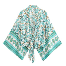 Load image into Gallery viewer, Vintage Floral Print ,Beach Summer Kimono , Boho Cover-ups
