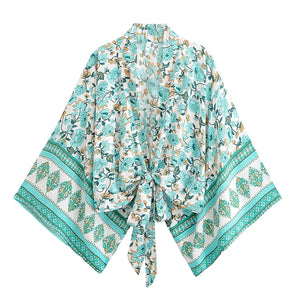 Vintage Floral Print ,Beach Summer Kimono , Boho Cover-ups