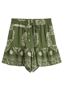 Wild Floral Print ,Short Pants with Pockets, Boho Shorts