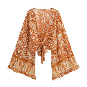 Wild Floral ,Short Kimono ,Bikini Boho Cover-ups