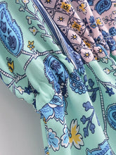 Load image into Gallery viewer, Wild Floral Print, Summer Bohemian Mini Dress,Vacation Boho Dress
