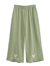 Load image into Gallery viewer, Floral Butterfly Embroidery ,Bohemian Wide Leg Pants ,Boho Trousers
