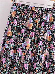 Blue Floral Print ,Beach Bohemian Skirt,Boho Skirts