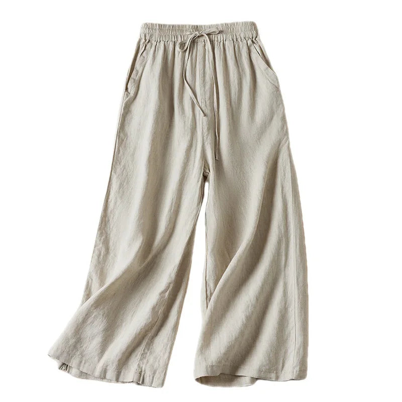 Solid  Linen Cotton ,Bohemian Pants