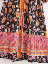 Load image into Gallery viewer, Floral Print ,Breasted Bohemian Maxi Dress, Boho Dress Robe
