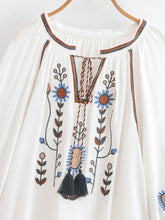 Load image into Gallery viewer, Floral Embroidery, Linen Cotton Shirts ,Boho Blusas
