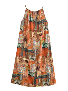 Floral Print, Backless Sexy Maxi Dress,Boho Dress with Pockets