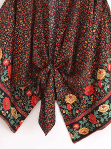 Bohemian Kimono, Boho Bikini Cover-ups,Red Floral