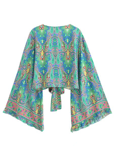 Wild Floral Print ,Short Kimono ,Bikini Cover-ups