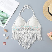 Load image into Gallery viewer, Hollow Out Tassel , Crop Tops Bohemian Vest,Boho Knitted Camis
