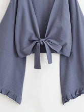 Load image into Gallery viewer, Star Moon Embroidery Short Bohemian Kimono Ruffles Flare Sleeves
