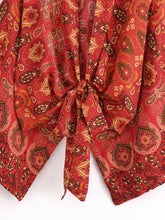 Load image into Gallery viewer, Bohemian Kimono, Boho Bikini Cover-ups,Red Floral
