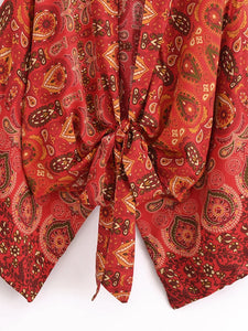Bohemian Kimono, Boho Bikini Cover-ups,Red Floral