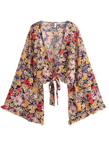 Wild Floral Print ,Boho Kimono,Bikini Cover-ups