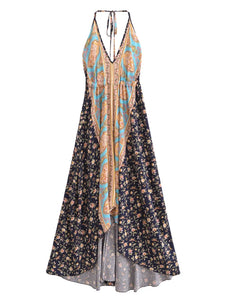 Wild Floral ,Open Back,Strapless Boho Dress