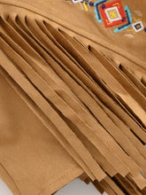 Load image into Gallery viewer, Women’s Faux Suede Fringe Vest - Bohemian Floral Embroidery Cowgirl Jacket with Rivets
