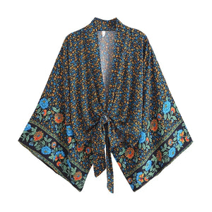 Bohemian Kimono, Boho Bikini Cover-ups,Red Floral