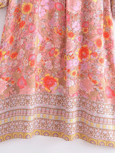 Load image into Gallery viewer, Pink Floral Print,Bohemian Beach Dress,Boho Robe
