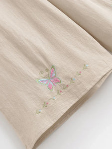 Floral Butterfly Embroidery ,Bohemian Wide Leg Pants ,Boho Trousers