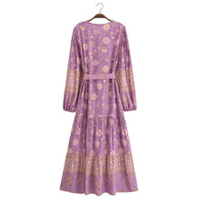 Load image into Gallery viewer, Floral Print ,Breasted Bohemian Maxi Dress, Boho Dress Robe
