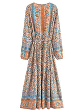 Load image into Gallery viewer, Elegant Lace-up Tassel Wild Floral Print Beach Bohemian Maxi Dress
