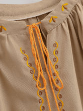 Load image into Gallery viewer, Lantern Sleeve , Floral Embroidered Linen Cotton Blouse,Loose Boho Shirt
