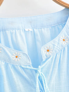 Floral Embroidery, Linen Cotton  Shirts ,Boho Blusas